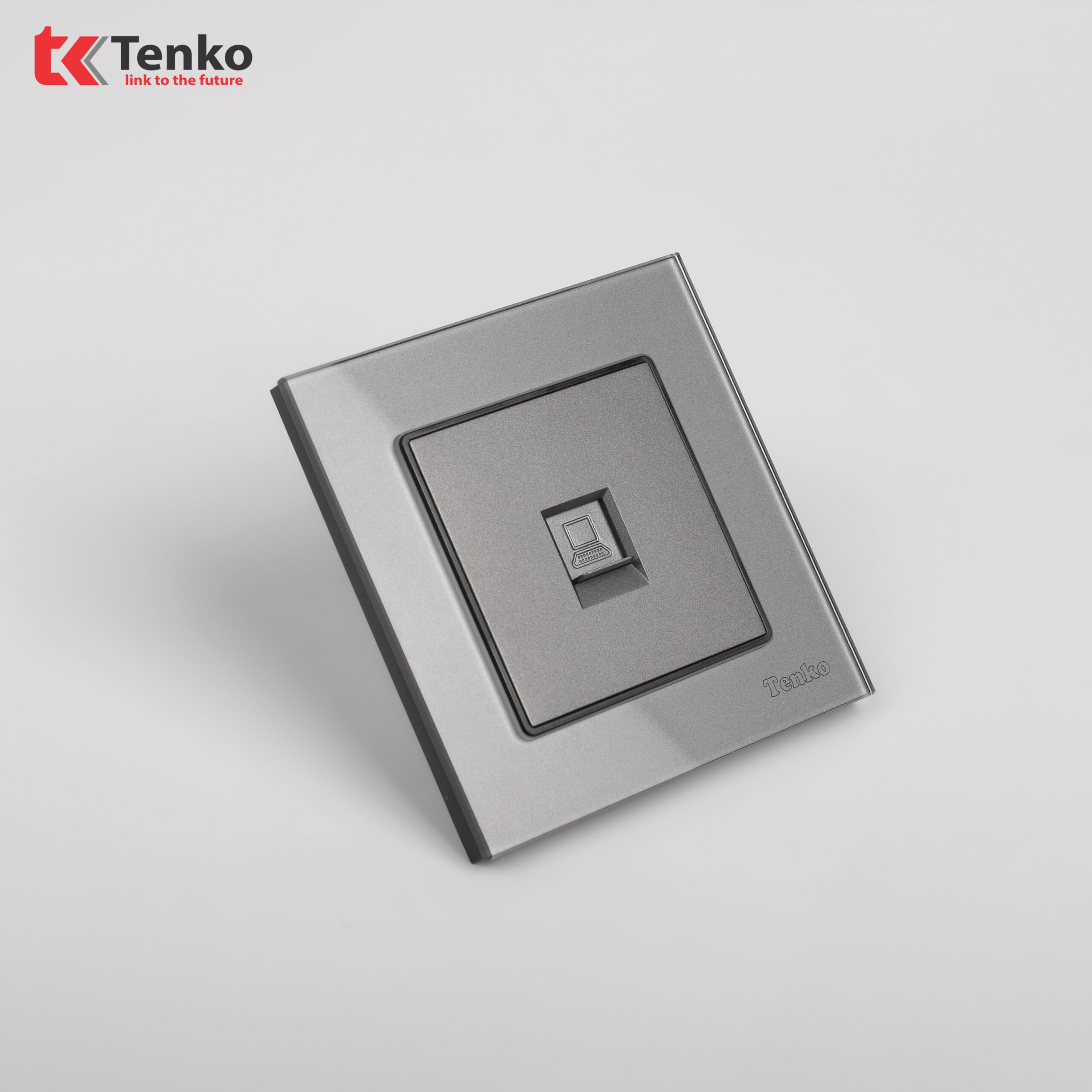 Ổ Cắm Mạng LAN Mặt Kính Cường Lực Tenko TK-F71D-50 Xám