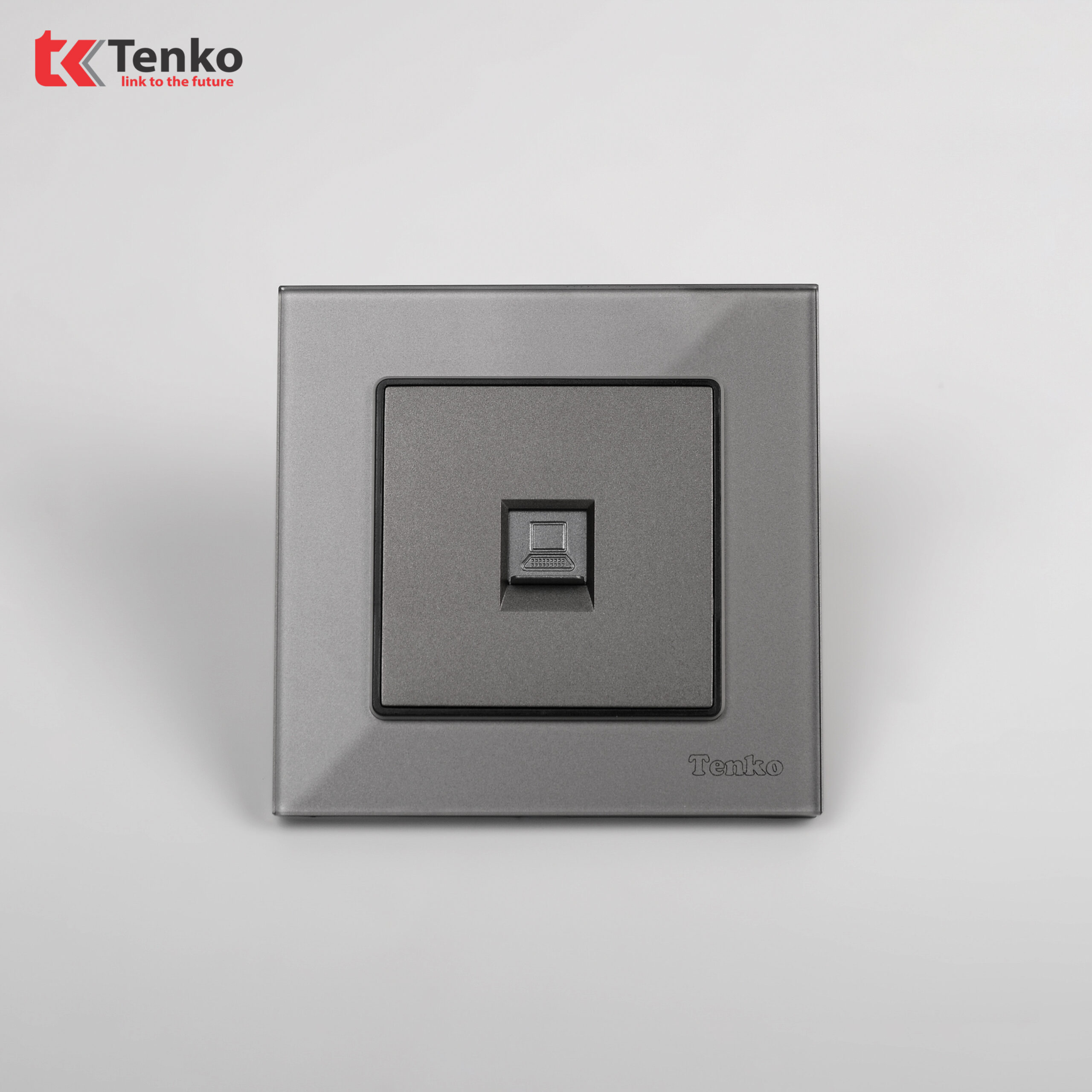 Ổ Cắm Mạng LAN Mặt Kính Cường Lực Tenko TK-F71D-50 Xám