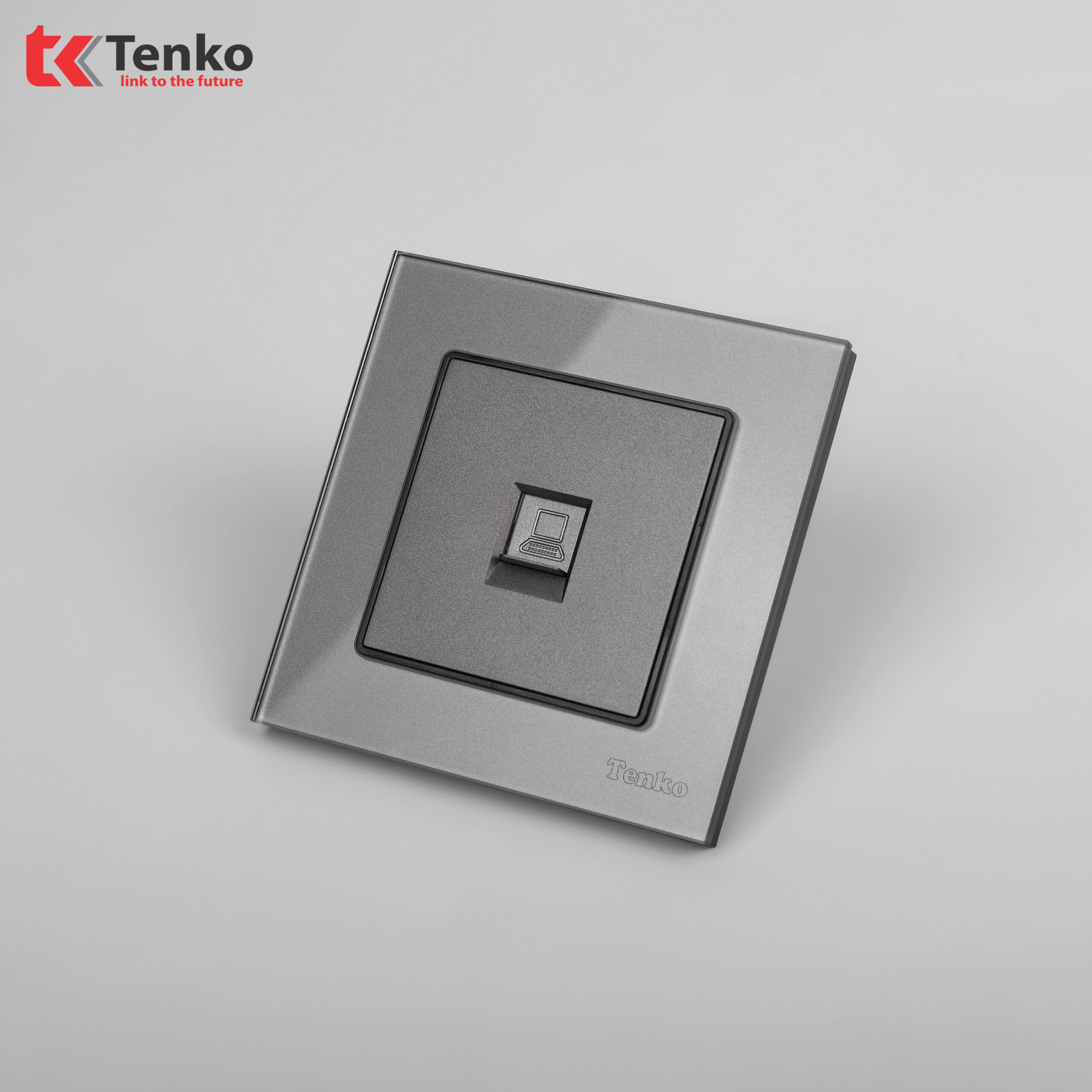 Ổ Cắm Mạng LAN Mặt Kính Cường Lực Tenko TK-F71D-50 Xám