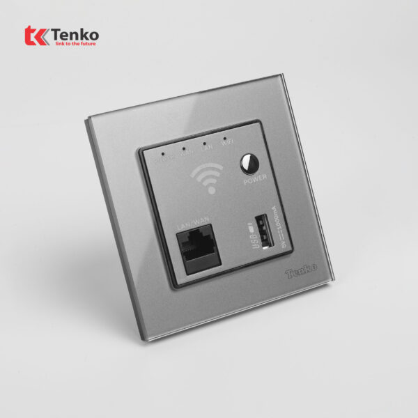 Ổ Wifi Âm Tường Mặt Kính Cường Lực Tenko TK-F71D-69 Xám