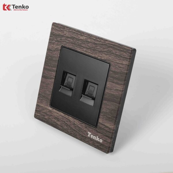 2 Ổ Cắm Mạng Mặt Vân Gỗ Tenko TK-F71A-52