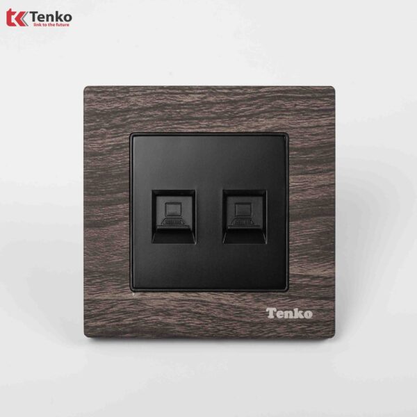 2 Ổ Cắm Mạng Mặt Vân Gỗ Tenko TK-F71A-52