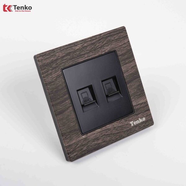 2 Ổ Cắm Mạng Mặt Vân Gỗ Tenko TK-F71A-52