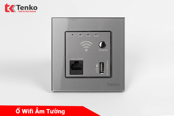 Ổ Wifi Âm Tường Mặt Kính Cường Lực Tenko TK-F71D-69 Xám