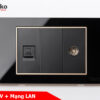 Ổ cắm cáp đồng trục và mạng LAN mặt kính đen chính hàng Tenko