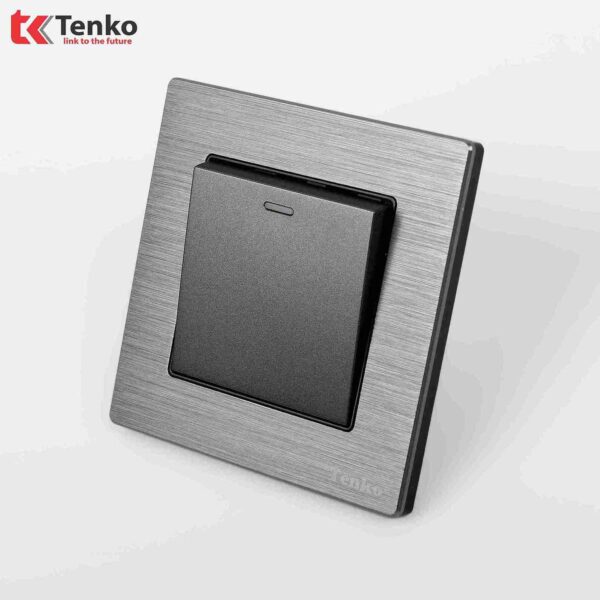 Công tắc 1 nút Mặt Nhôm Phay Tenko TK-F71B-01 Xám Xước
