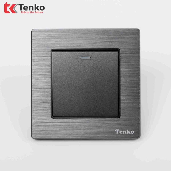 Công tắc 1 nút Mặt Nhôm Phay Tenko TK-F71B-01 Xám Xước