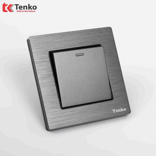 Công tắc 1 nút Mặt Nhôm Phay Tenko TK-F71B-01 Xám Xước