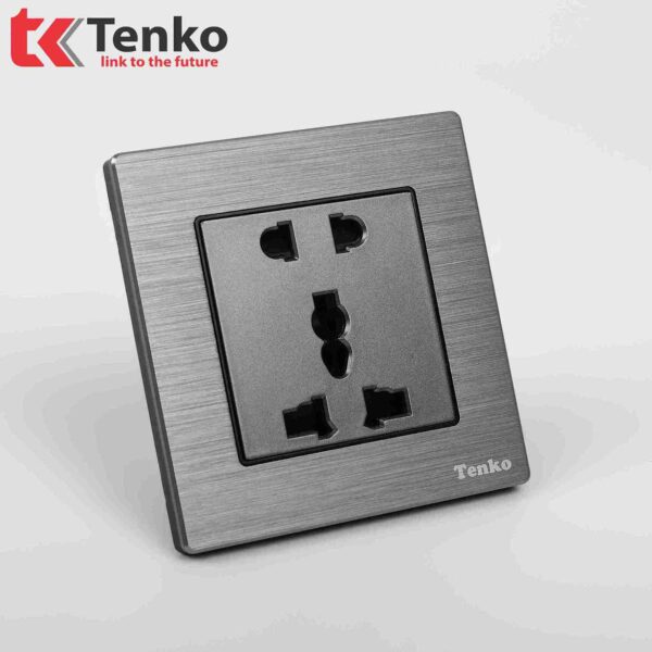Ổ cắm đôi 3 chấu Mặt Nhôm Phay Tenko TK-F71B-18 Xám Xước