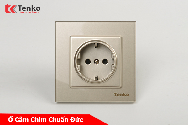 Ổ Cắm Chuẩn Đức Schuko Mặt Kính Cường Lực Tenko TK-F71D-20 Vàng