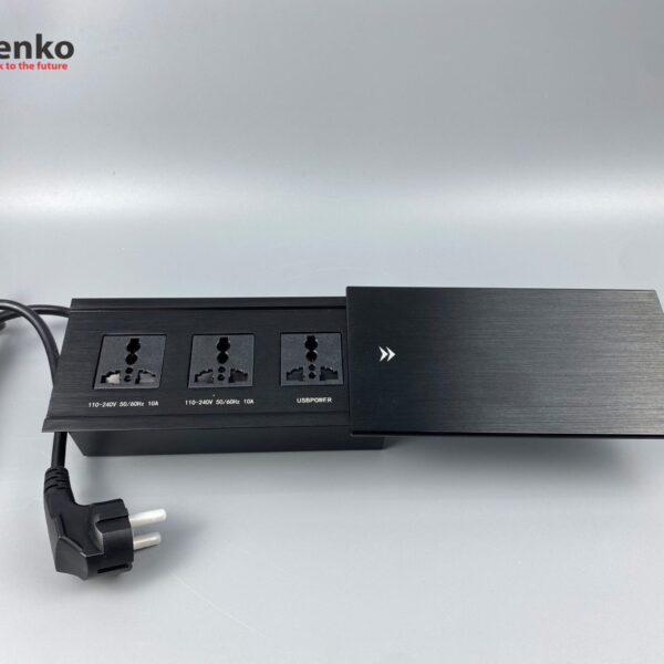 Hộp ổ điện âm bàn Tenko TK-BT03 nắp trượt màu đen cao cấp