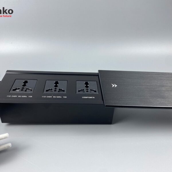 Hộp ổ điện âm bàn Tenko TK-BT03 nắp trượt màu đen cao cấp