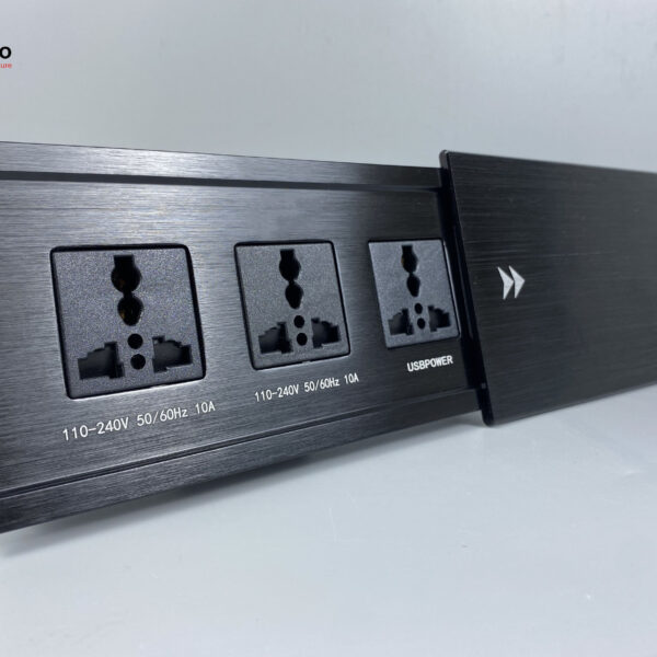 Hộp ổ điện âm bàn Tenko TK-BT03 nắp trượt màu đen cao cấp