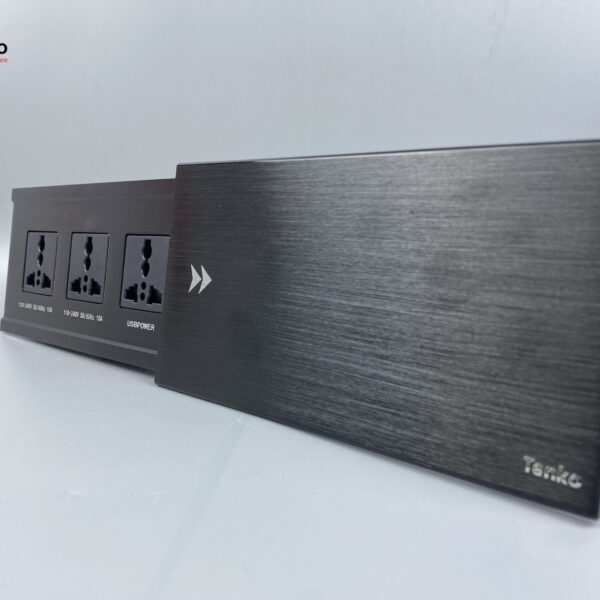 Hộp ổ điện âm bàn Tenko TK-BT03 nắp trượt màu đen cao cấp