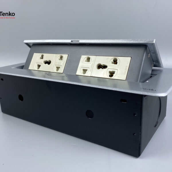 Hộp Ổ Cắm Điện Âm Bàn Họp Desktop Socket Chính hãng TENKO TK-AS06DN Màu Bạc