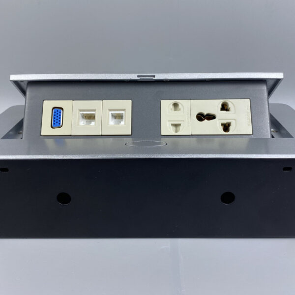 Hộp Ổ Cắm Điện Âm Bàn Họp Desktop Socket Chính hãng TENKO TK-AS05DN Màu Bạc