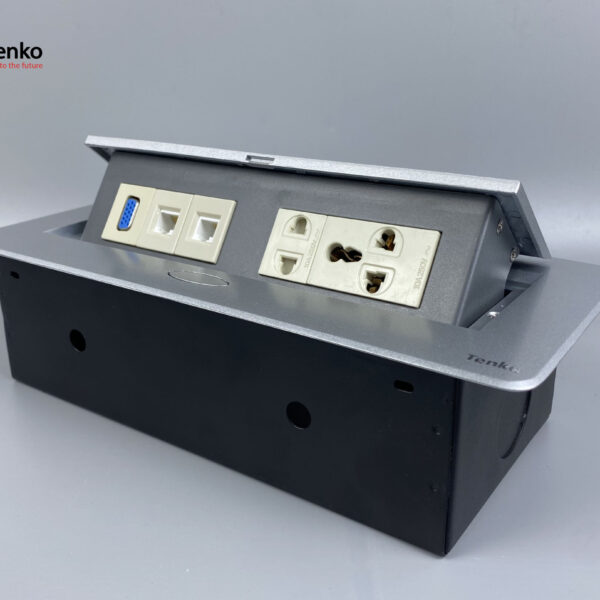 Hộp Ổ Cắm Điện Âm Bàn Họp Desktop Socket Chính hãng TENKO TK-AS05DN Màu Bạc