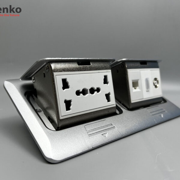 Ổ Cắm Điện Đôi 3 Chấu Âm Sàn Tích Hợp Mạng LAN (RJ45), HDMI, TV Chính Hãng Tenko TK-J04-01