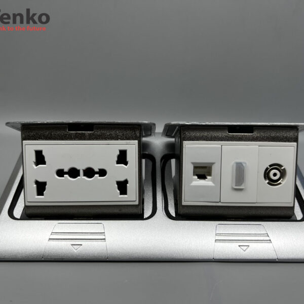 Ổ Cắm Điện Đôi 3 Chấu Âm Sàn Tích Hợp Mạng LAN (RJ45), HDMI, TV Chính Hãng Tenko TK-J04-01