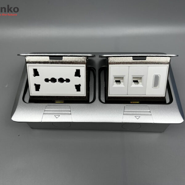 Ổ Cắm Điện Đôi 3 Chấu Âm Sàn Kèm 2 Ổ LAN (RJ45), 1 HDMI Chính Hãng Tenko TK-J04-04
