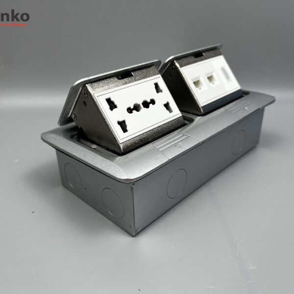 Ổ Cắm Điện Đôi 3 Chấu Âm Sàn Kèm 2 Ổ LAN (RJ45), 1 HDMI Chính Hãng Tenko TK-J04-04