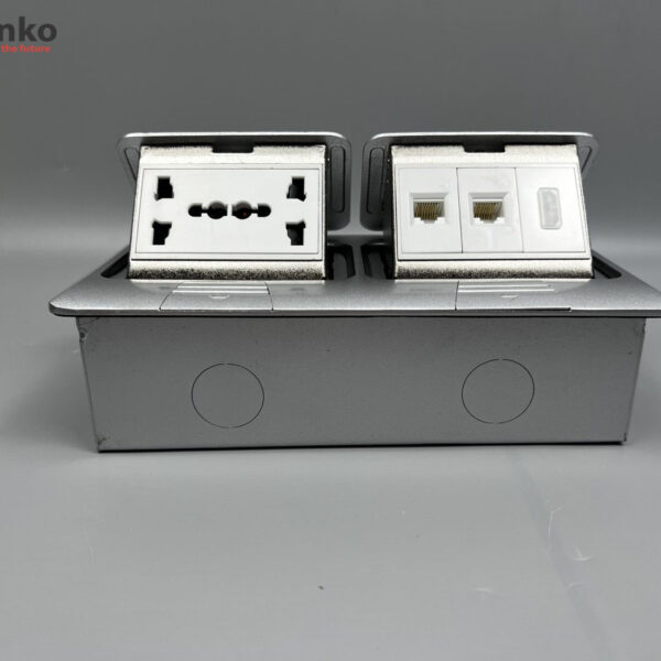 Ổ Cắm Điện Đôi 3 Chấu Âm Sàn Kèm 2 Ổ LAN (RJ45), 1 HDMI Chính Hãng Tenko TK-J04-04