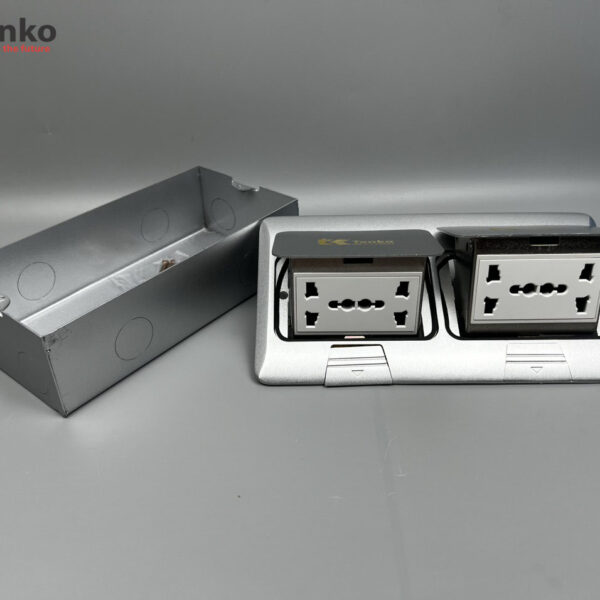 Ổ Cắm Điện Đôi 3 Chấu Âm Sàn Thông Dụng Chính Hãng Tenko TK-J04-05 Bạc
