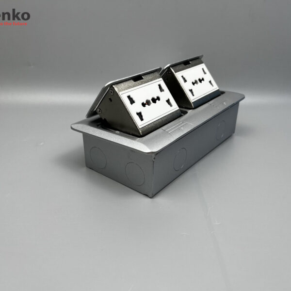 Ổ Cắm Điện Đôi 3 Chấu Âm Sàn Thông Dụng Chính Hãng Tenko TK-J04-05 Bạc