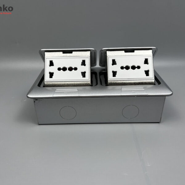 Ổ Cắm Điện Đôi 3 Chấu Âm Sàn Thông Dụng Chính Hãng Tenko TK-J04-05 Bạc
