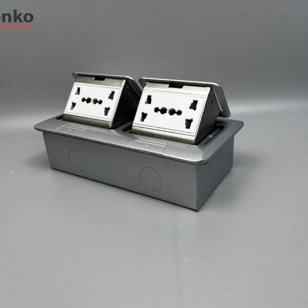 Ổ Cắm Điện Đôi 3 Chấu Âm Sàn Thông Dụng Chính Hãng Tenko TK-J04-05 Bạc