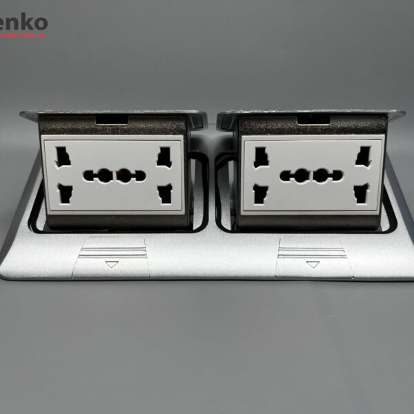 Ổ Cắm Điện Đôi 3 Chấu Âm Sàn Thông Dụng Chính Hãng Tenko TK-J04-05 Bạc