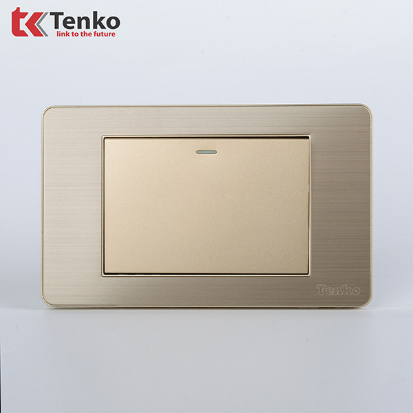 Công Tắc Điện 1 Nút Mặt Hợp Kim 1 Chiều Và 2 Chiều Chính hãng Tenko TK-C7G-01 Vàng