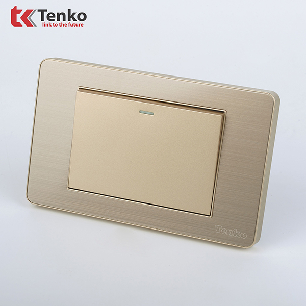 Công Tắc Điện 1 Nút Mặt Hợp Kim 1 Chiều Và 2 Chiều Chính hãng Tenko TK-C7G-01 Vàng