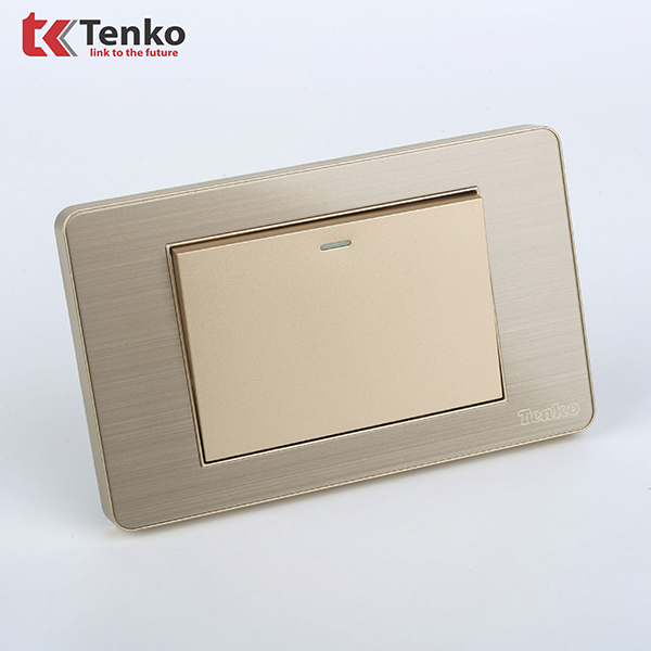 Công Tắc Điện 1 Nút Mặt Hợp Kim 1 Chiều Và 2 Chiều Chính hãng Tenko TK-C7G-01 Vàng