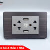 Ổ cắm đôi 3 chấu kèm USB mặt hợp kim Tenko TK-C7-045
