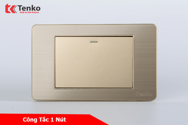 Công Tắc Điện 1 Nút Mặt Hợp Kim 1 Chiều Và 2 Chiều Chính hãng Tenko TK-C7G-01 Vàng