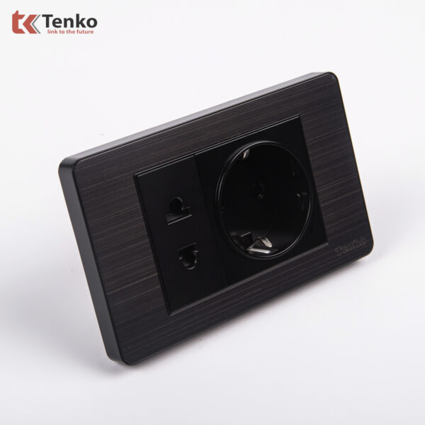 Ổ Cắm Điện 2 Chấu Chuẩn Đức Âm tường Thương Hiệu Nhật Bản Mặt Hợp Kim TENKO TK-C7G-059