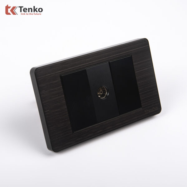 Ổ Cắm Tivi Cáp Đồng Trục – Truyền Hình Cáp Âm Tường Mặt Kim Loại TENKO TK-C7G-071 Đen Xám