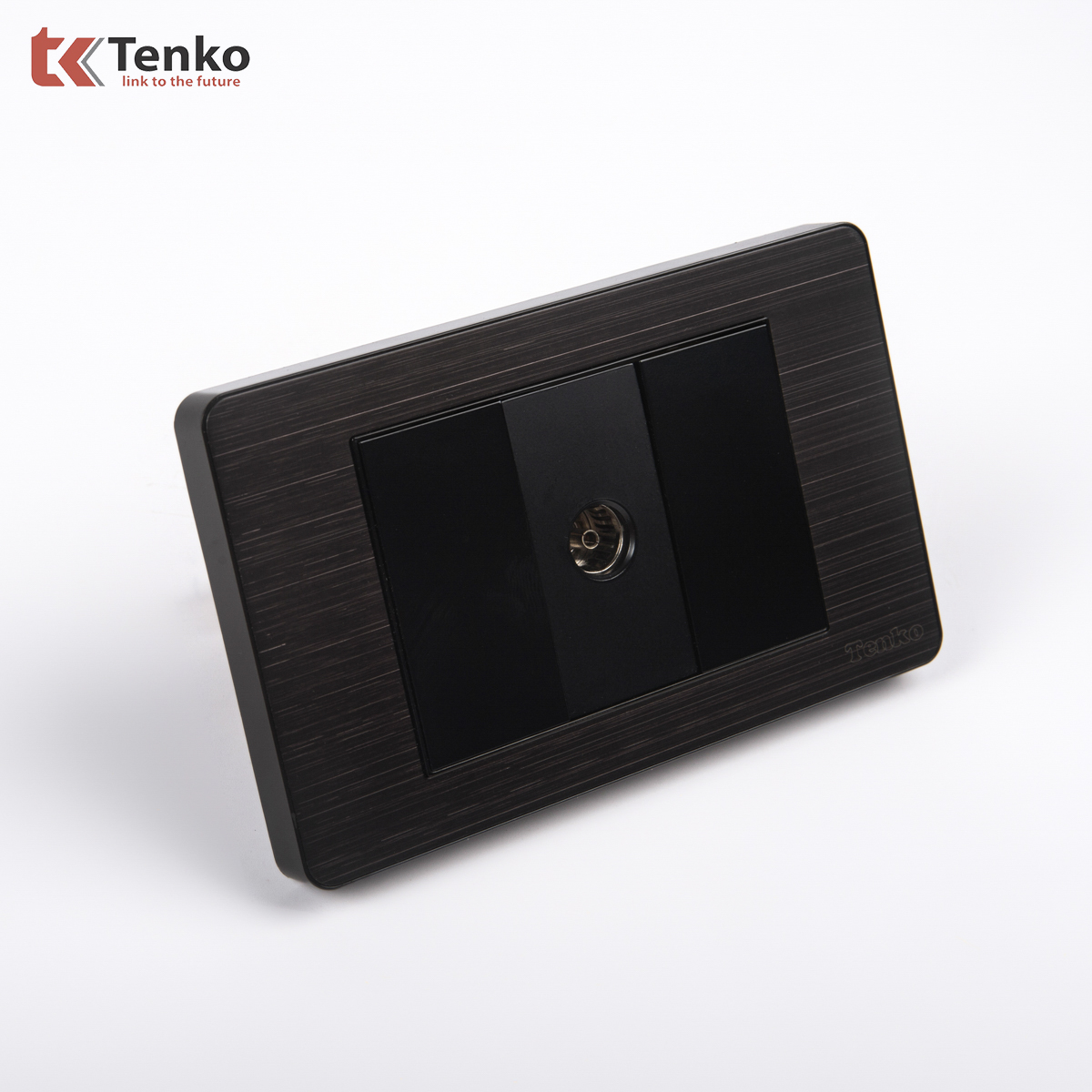 Ổ Cắm Tivi Cáp Đồng Trục – Truyền Hình Cáp Âm Tường Mặt Kim Loại TENKO TK-C7G-071 Đen Xám