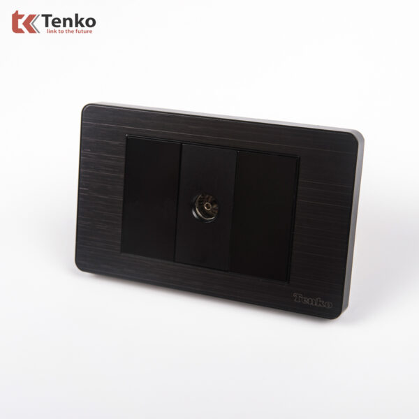 Ổ Cắm Tivi Cáp Đồng Trục – Truyền Hình Cáp Âm Tường Mặt Kim Loại TENKO TK-C7G-071 Đen Xám