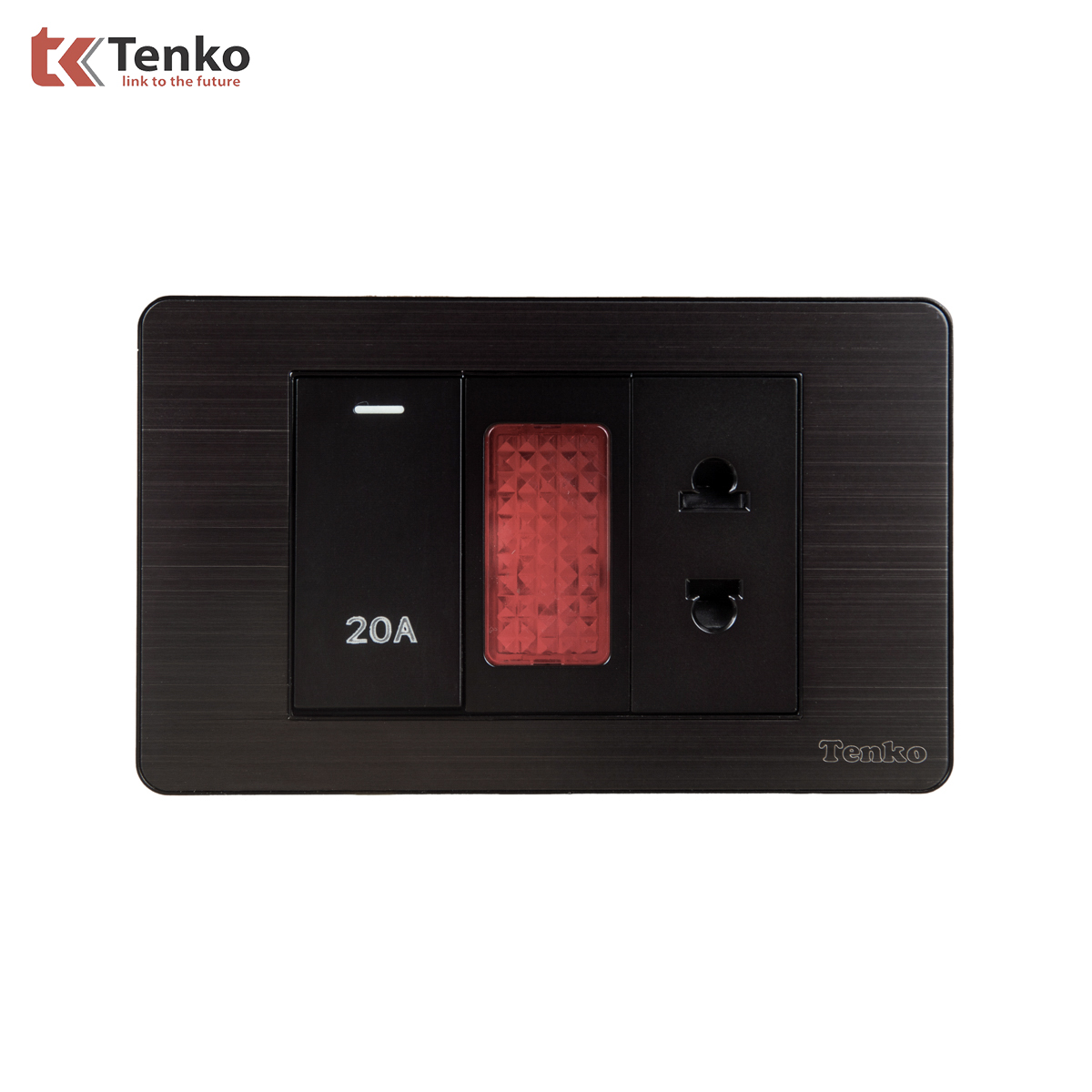 Ổ Cắm Và Công Tắc Điện 20A Công Suất Cao Âm Tường Mặt Kim Loại Đen Xám Tenko TK-C7G-080