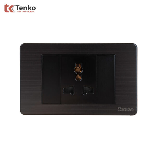 Ổ Cắm 3 Chấu Đa Năng Cao Cấp Âm Tường Mặt Hợp Kim Đen Xám TENKO TK-C7G-051