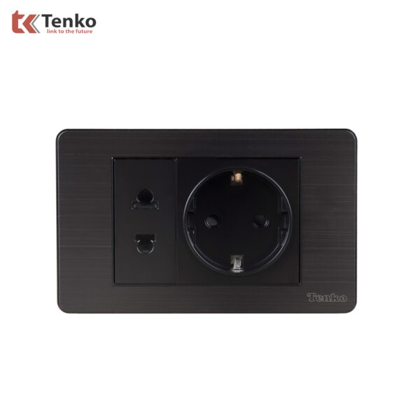 Ổ Cắm Điện 2 Chấu Chuẩn Đức Âm tường Thương Hiệu Nhật Bản Mặt Hợp Kim TENKO TK-C7G-059