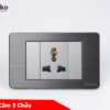 Ổ Cắm 3 Chấu Đa Năng Cao Cấp Âm Tường Mặt Hợp Kim Đen Xám TENKO TK-C7G-051