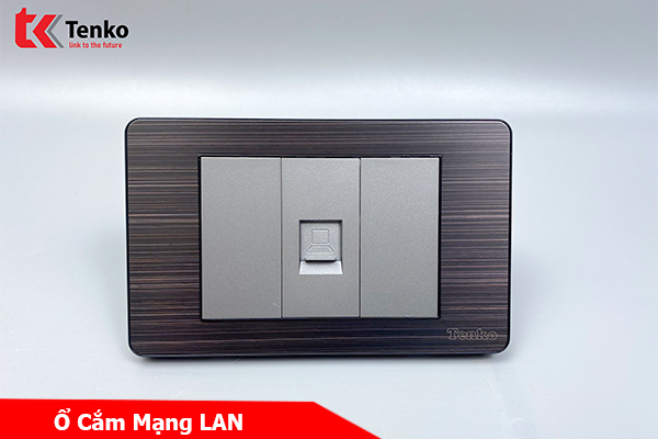 Ổ Cắm Mạng LAN (RJ45) Cho Tivi và Máy Tính Âm Tường Mặt Kim Loại Màu Đen Xám TK-C7G-073