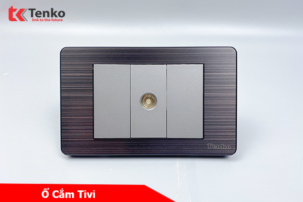 Ổ Cắm Tivi Cáp Đồng Trục  – Truyền Hình Cáp Âm Tường Mặt Kim Loại TENKO TK-C7G-071 Đen Xám