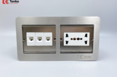 Ổ Cắm Điện Đôi 3 Chấu Âm Sàn Tích Hợp 3 Ổ LAN Mạng (RJ45) Chính Hãng Tenko TK-DS-211S07
