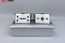 Ổ Cắm Điện Đôi 3 Chấu Âm Sàn Kèm Ổ LAN, Cổng MIDI 8PIN, Cổng Âm Thanh Chính Hãng Tenko TK-J04-06