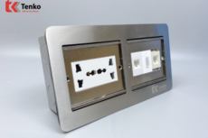 Ổ Cắm Điện Đôi 3 Chấu Âm Sàn Kèm Ổ Mạng, Điện Thoại,Và HDMI Chính Hãng Tenko TK-DS-211S05
