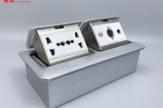 Ổ Cắm Điện Đôi 3 Chấu Âm Sàn Kèm Ổ LAN, Cổng MIDI 8PIN, Cổng Âm Thanh Chính Hãng Tenko TK-J04-06